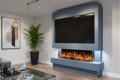 Pre-Built Media Wall with Electric Fireplace by Evolution Fires