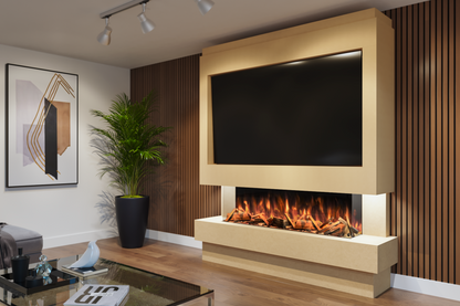 Pre-Built Media Wall with Electric Fireplace by Evolution Fires