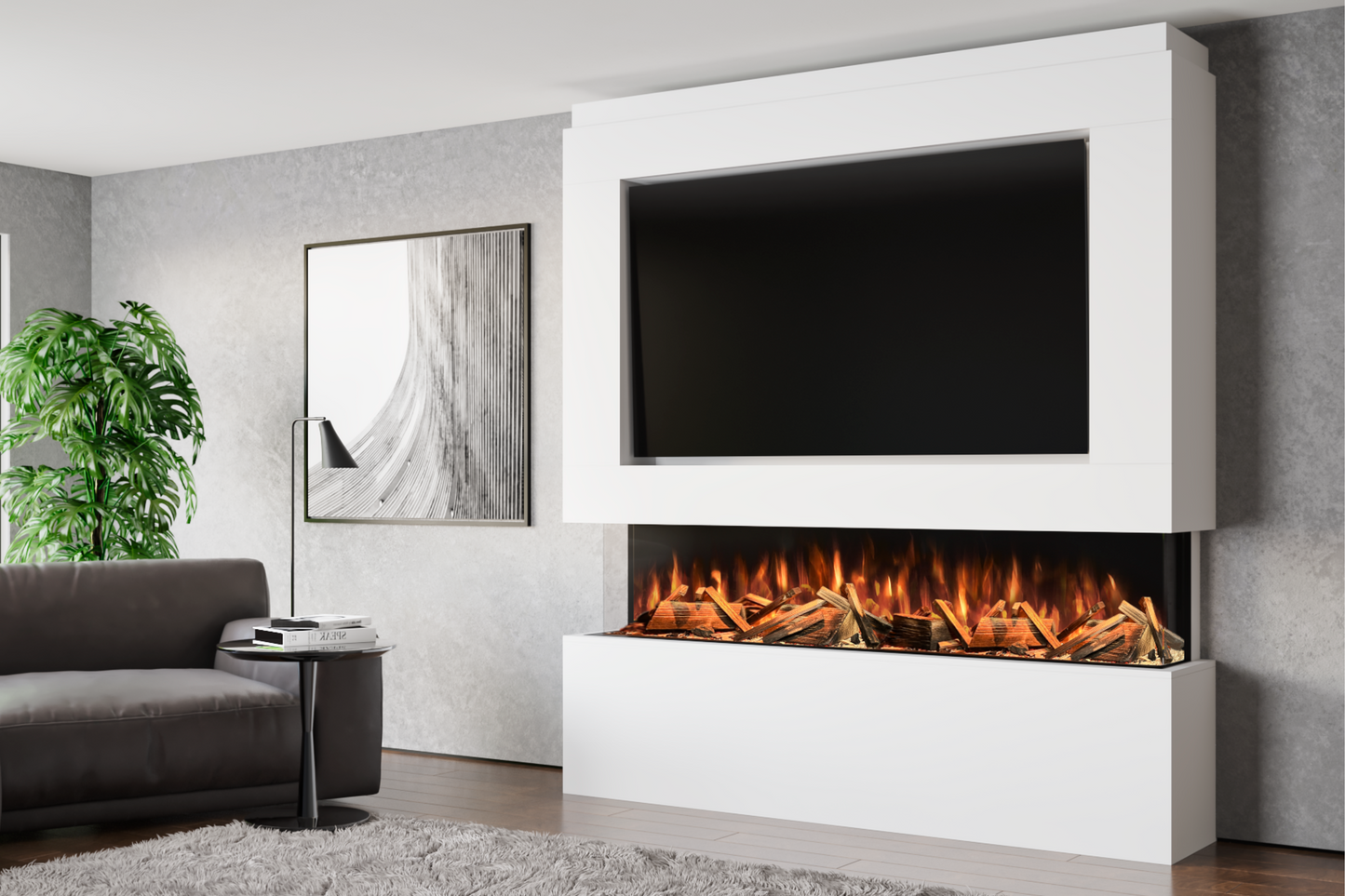 Pre-Built Media Wall With Electric Fireplace by Evolution Fires