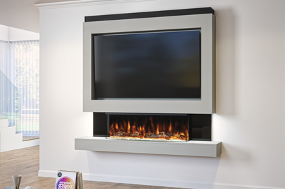 Pre-Built Media Wall with Electric Fireplace by Evolution Fires