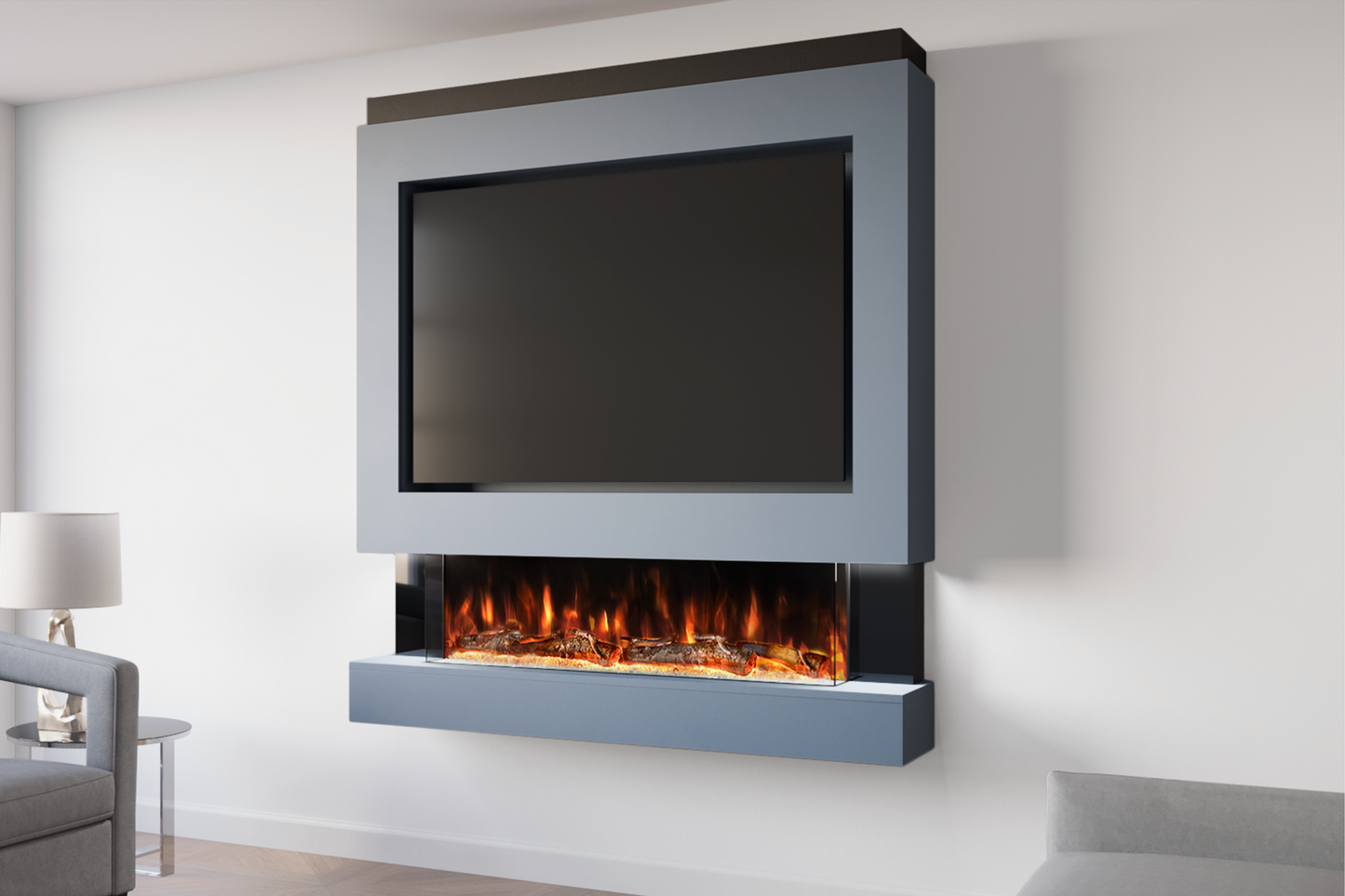 Pre-Built Media Wall With Electric Fireplace by Evolution Fires