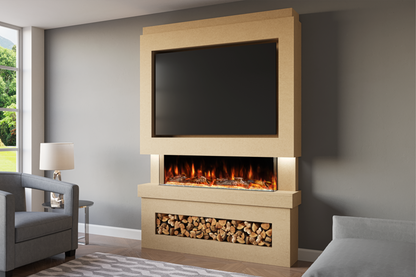 Pre-Built Media Wall With Electric Fireplace by Evolution Fires