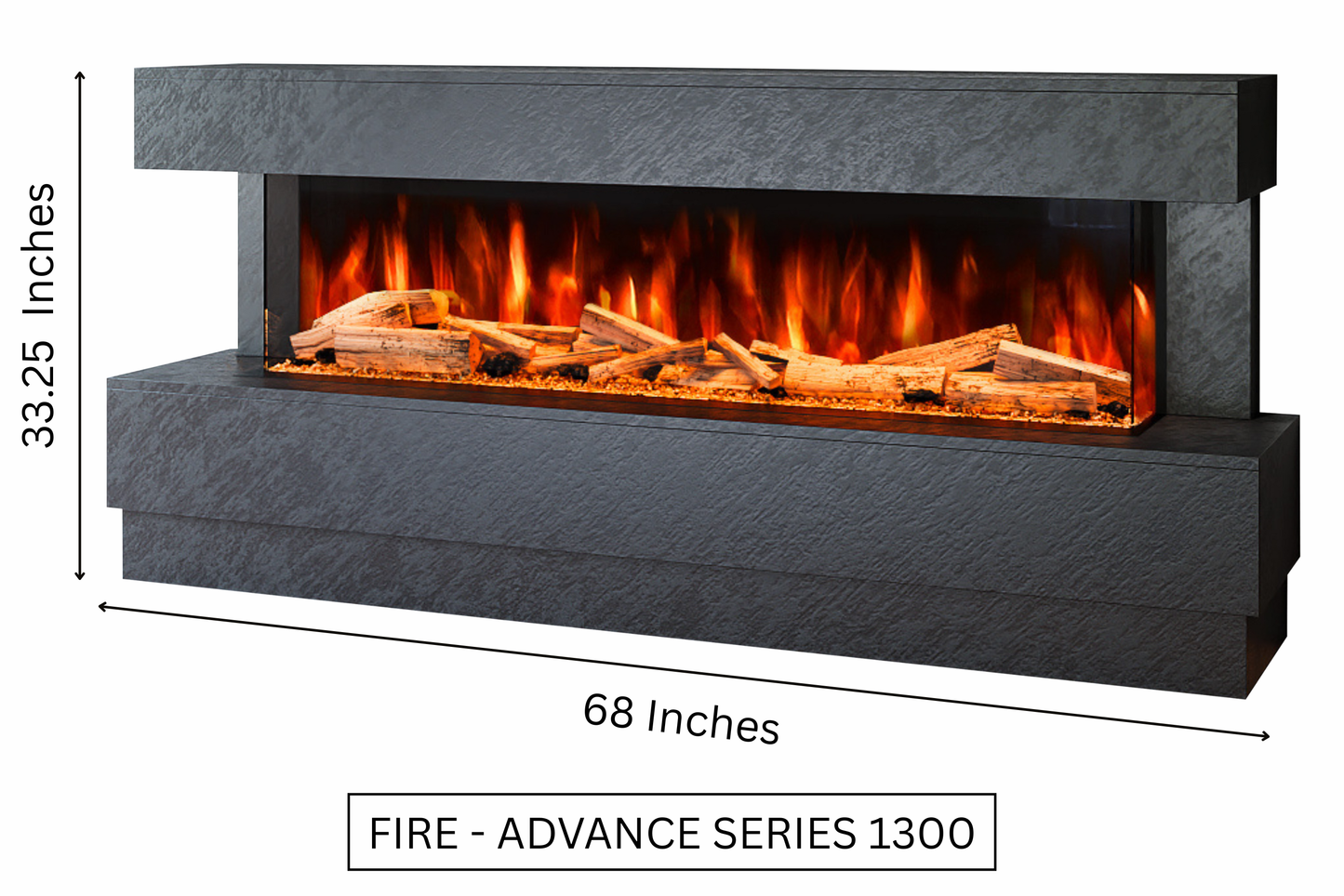 Evolution Fires - Raphael Electric Fireplace Suite  (Black Stone Effect)