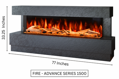 Evolution Fires - Raphael Electric Fireplace Suite  (Black Stone Effect)