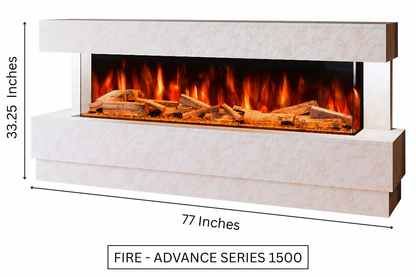 Evolution Fires - Raphael Electric Fireplace Suite  (Pearl Stone Effect)