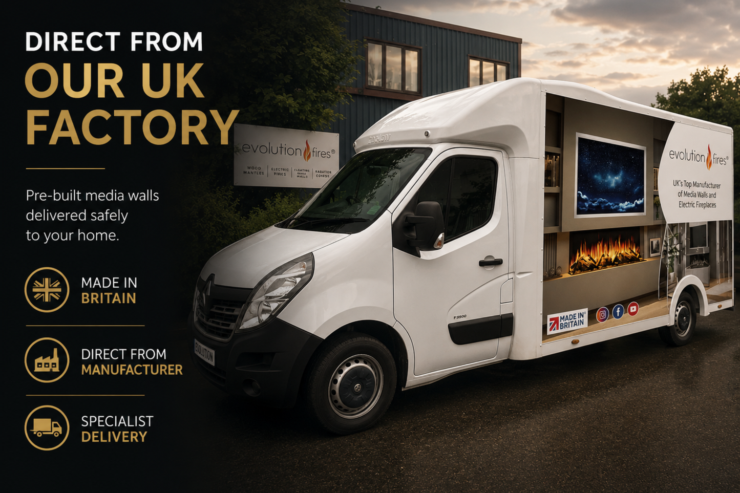 Evolution Fires Advance Series 1300 Panoramic Electric Fireplace