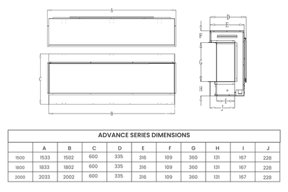 Evolution Fires Advance Series 1500 Media Wall Electric Fireplace