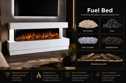 Evolution Fires Raphael Electric Fireplace Suite (White Stone Effect)