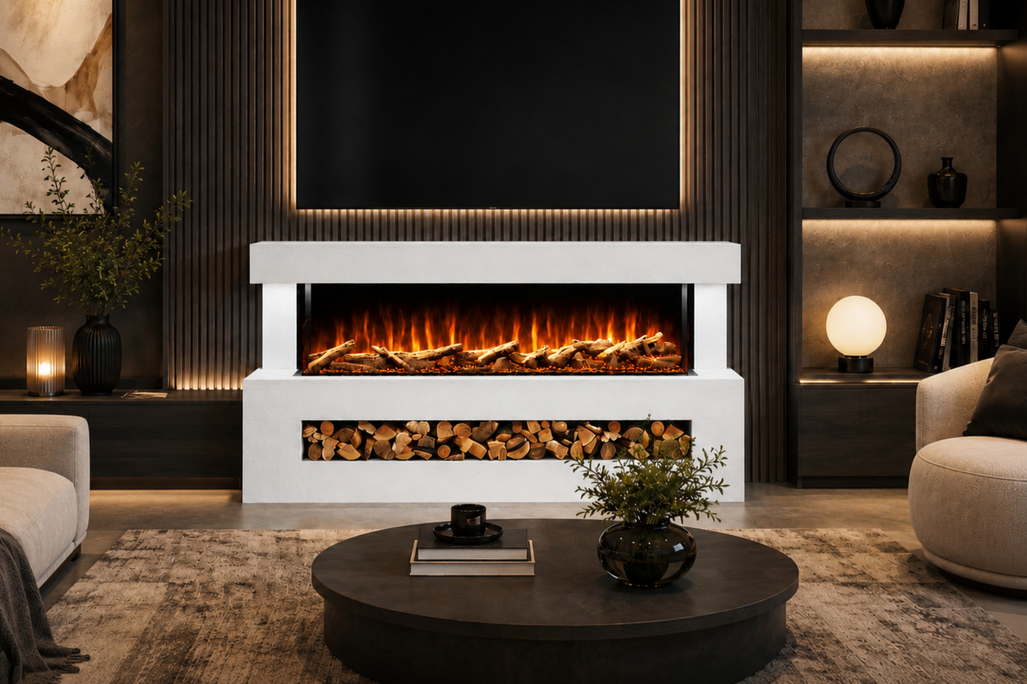 Evolution Fires Angelo Electric Fireplace Suite (White Stone Effect)