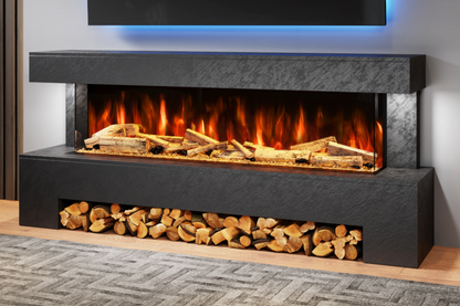 Angelo Electric Fireplace Suite by Evolution Fires (Black Stone effect)