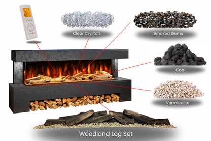 Evolution Fires Angelo Electric Fireplace Suite  (Black Stone effect)