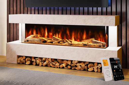 Evolution Fires Angelo Electric Fireplace Suite (Pearl Stone Effect)