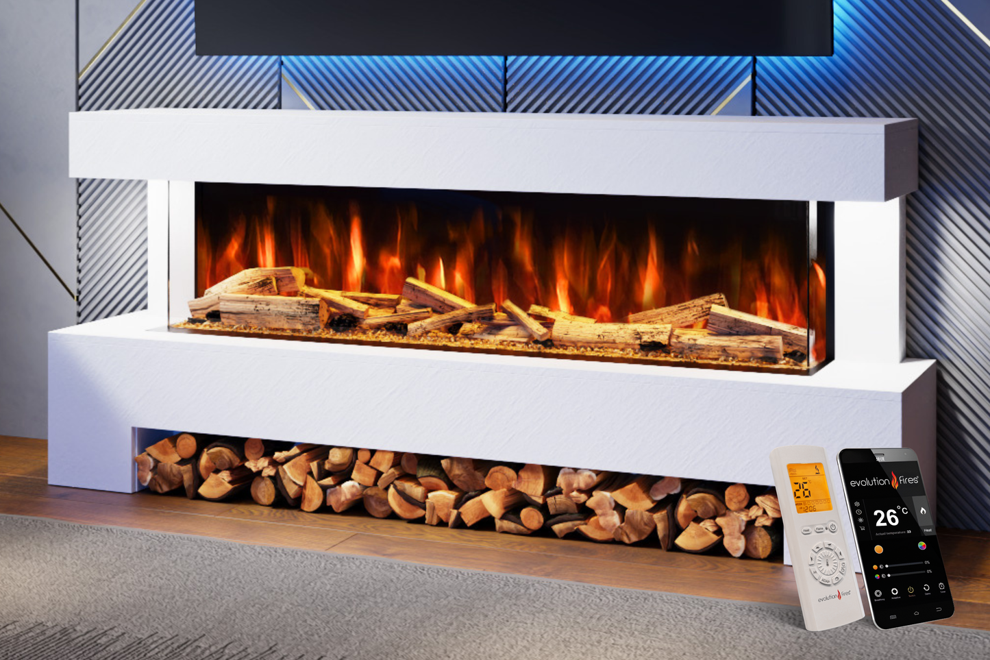 Evolution Fires Angelo Electric Fireplace Suite (White Stone Effect)