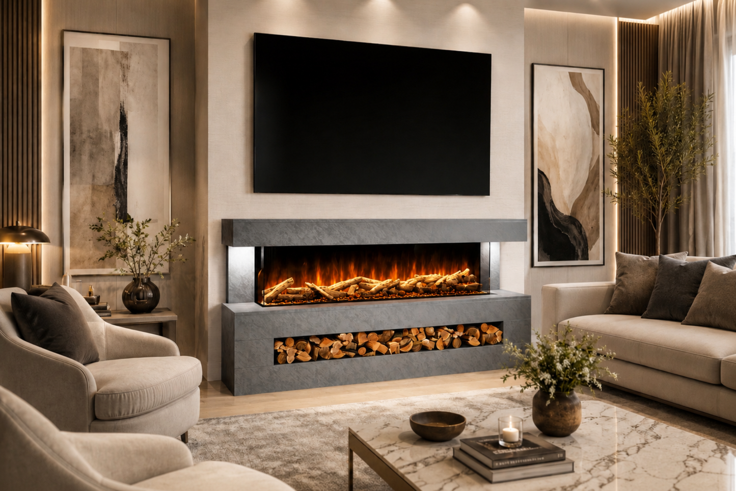 Evolution Fires - DaVinci Electric Suite - Grey Stone Effect