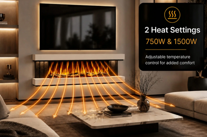 Evolution Fires - Empire - Wall-Mounted Electric Fireplace (White & Grey Tex)