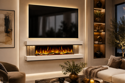 Evolution Fires - Empire - Wall-Mounted Electric Fireplace (White & Grey Tex)