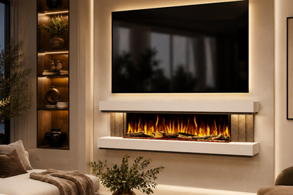 Evolution Fires - Empire - Wall-Mounted Electric Fireplace (White & Grey Tex)