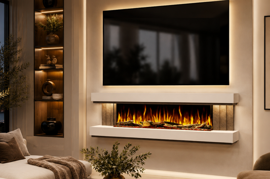Evolution Fires - Empire - Wall-Mounted Electric Fireplace (White & Grey Tex)