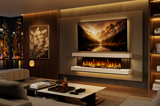 Evolution Fires - Empire - Wall-Mounted Electric Fireplace (White & Black Tex)