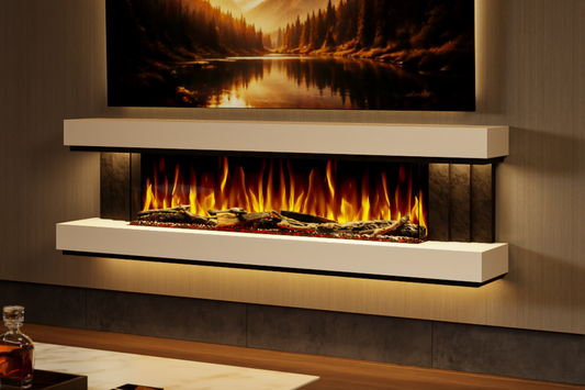 Evolution Fires - Empire - Wall-Mounted Electric Fireplace (White & Black Tex)