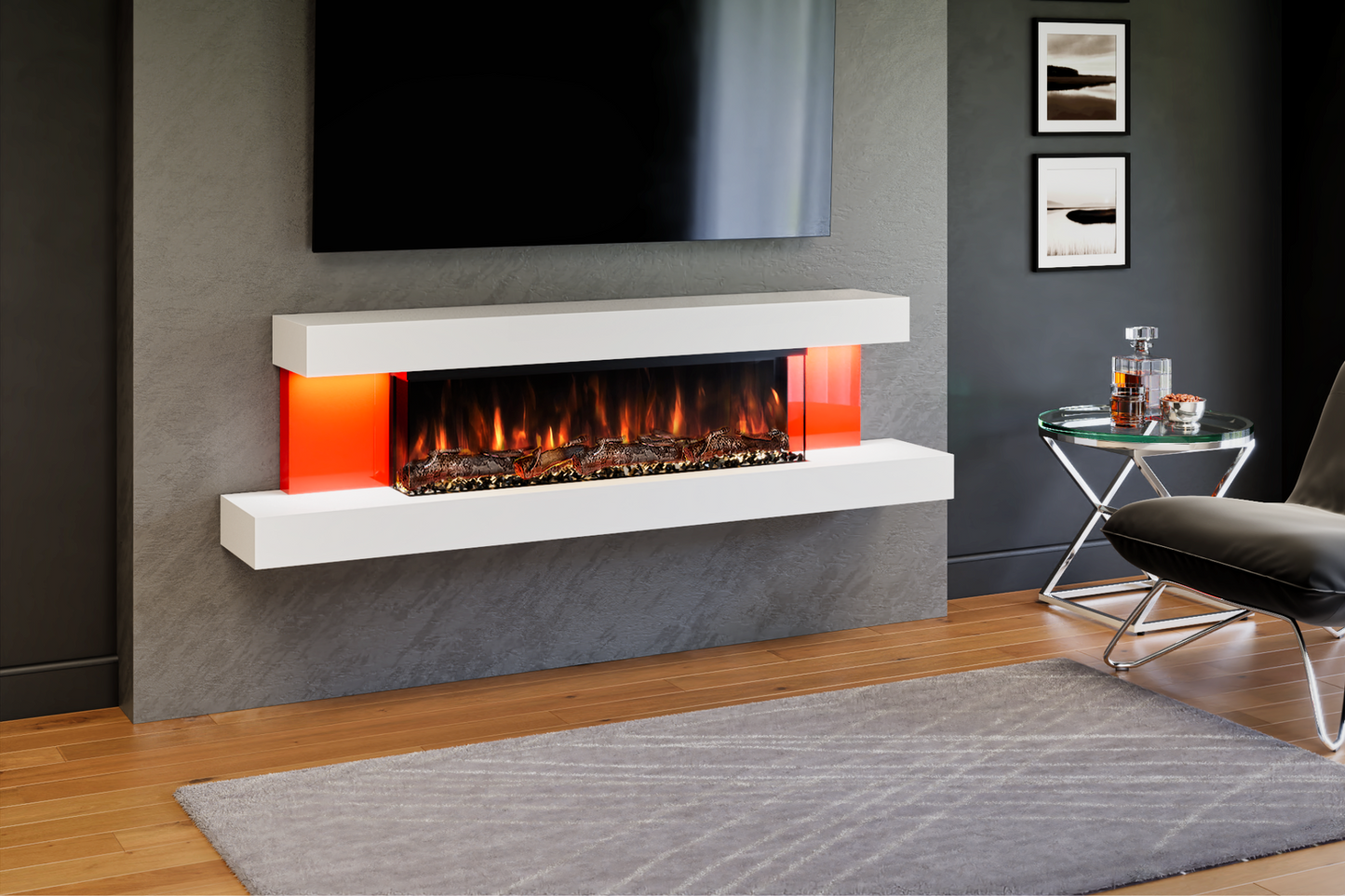 Alpha Red Panels Wall Mounted Electric Fireplace by Evolution Fires