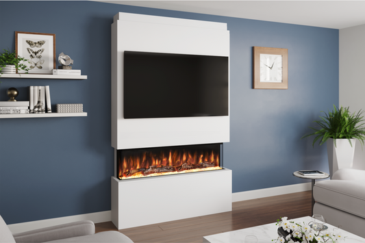 Pre-Built Media Wall With Electric Fireplace - Package 18 by Evolution Fires