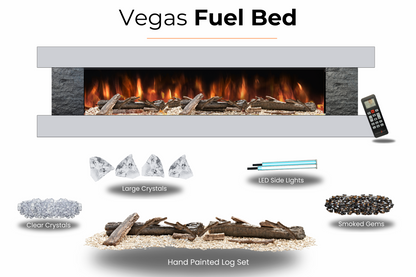 Evolution Fires - Vegas 72 - Wall-Mounted Electric Fireplace (Gray, Black Stone)