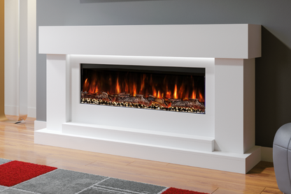 Neon Electric Fireplace Suite (White)