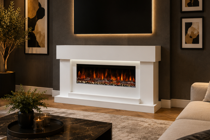 Evolution Fires - Neon Electric Fireplace Suite (White)
