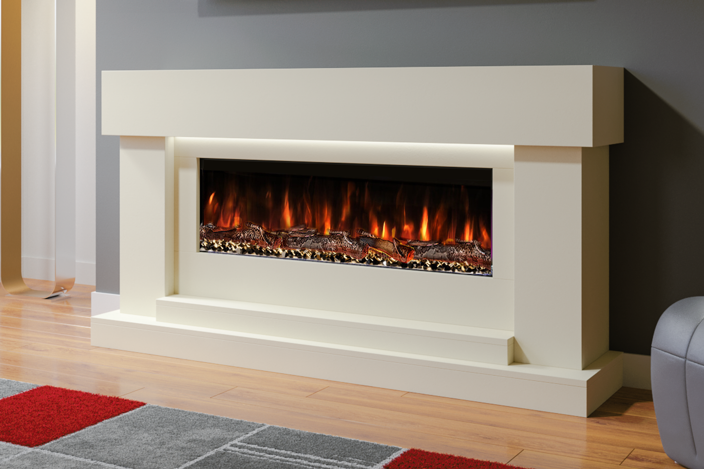 Evolution Fires - Neon Electric Fireplace Suite (Cream)