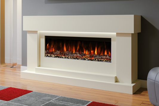 Evolution Fires - Neon Electric Fireplace Suite (Cream)