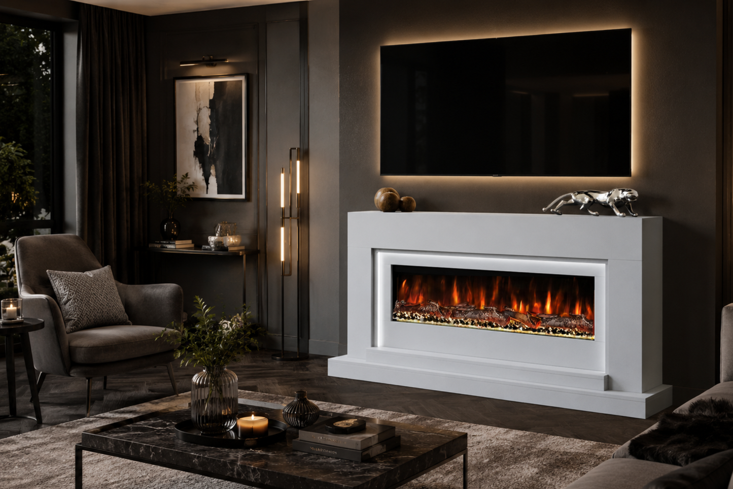 Evolution Fires Nivarna Electric Fireplace Suite (Gray)