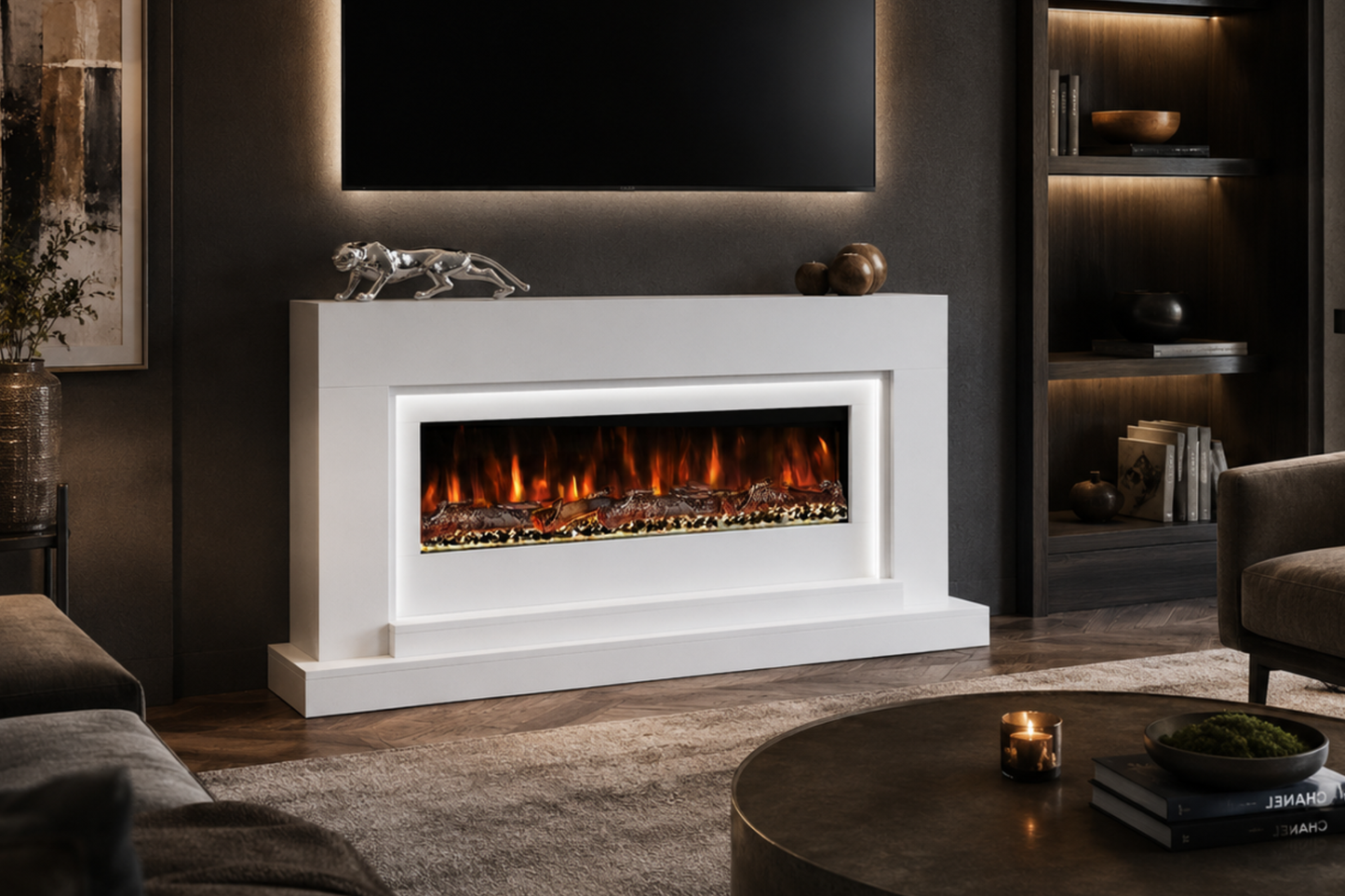 Evolution Fires - Nivarna Electric Fireplace Suite  (White)