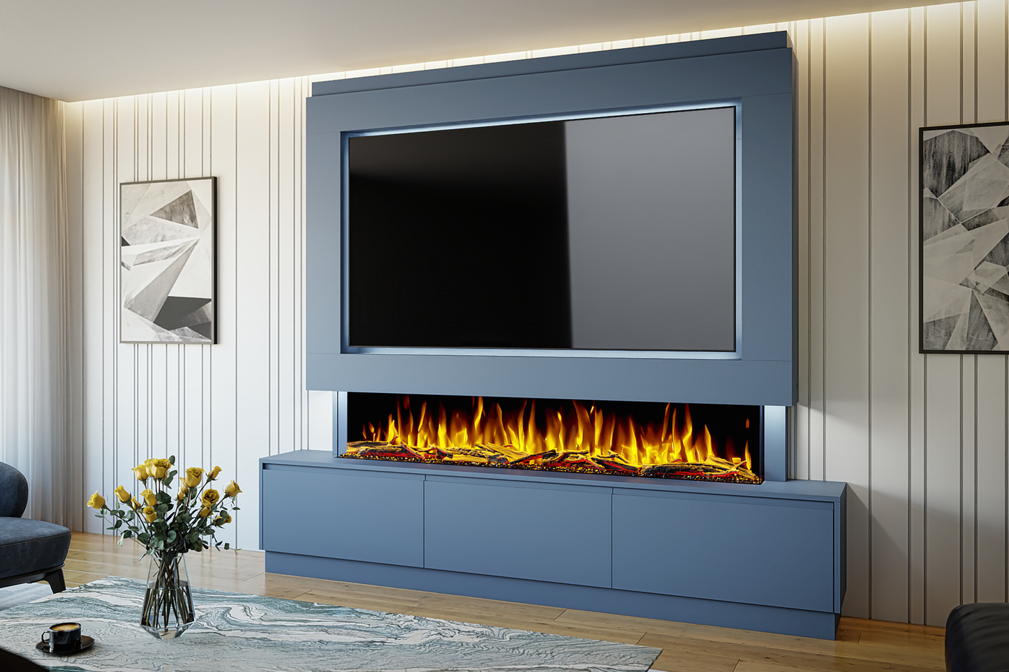 Evolution Fires - Pre-Built Media Wall Package 23 including Electric Fire