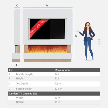 Pre-Built Media Wall with Electric fireplace - Package 13