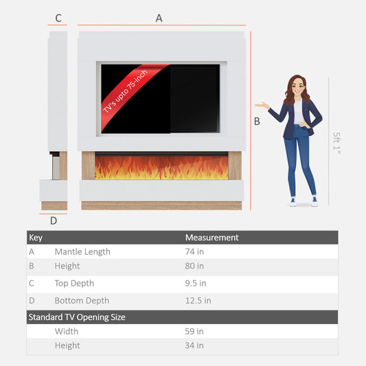 Evolution Fires - Pre-Built Media Wall Package 13 with Electric fireplace