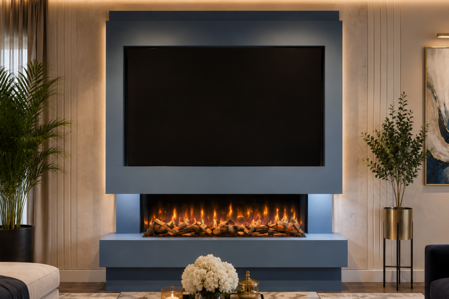 Evolution Fires Package 10 – Pre-Built Media Wall with Electric Fireplace