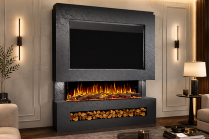 Evolution Fires Package 11 – Pre-Built Media Wall with Electric Fireplace
