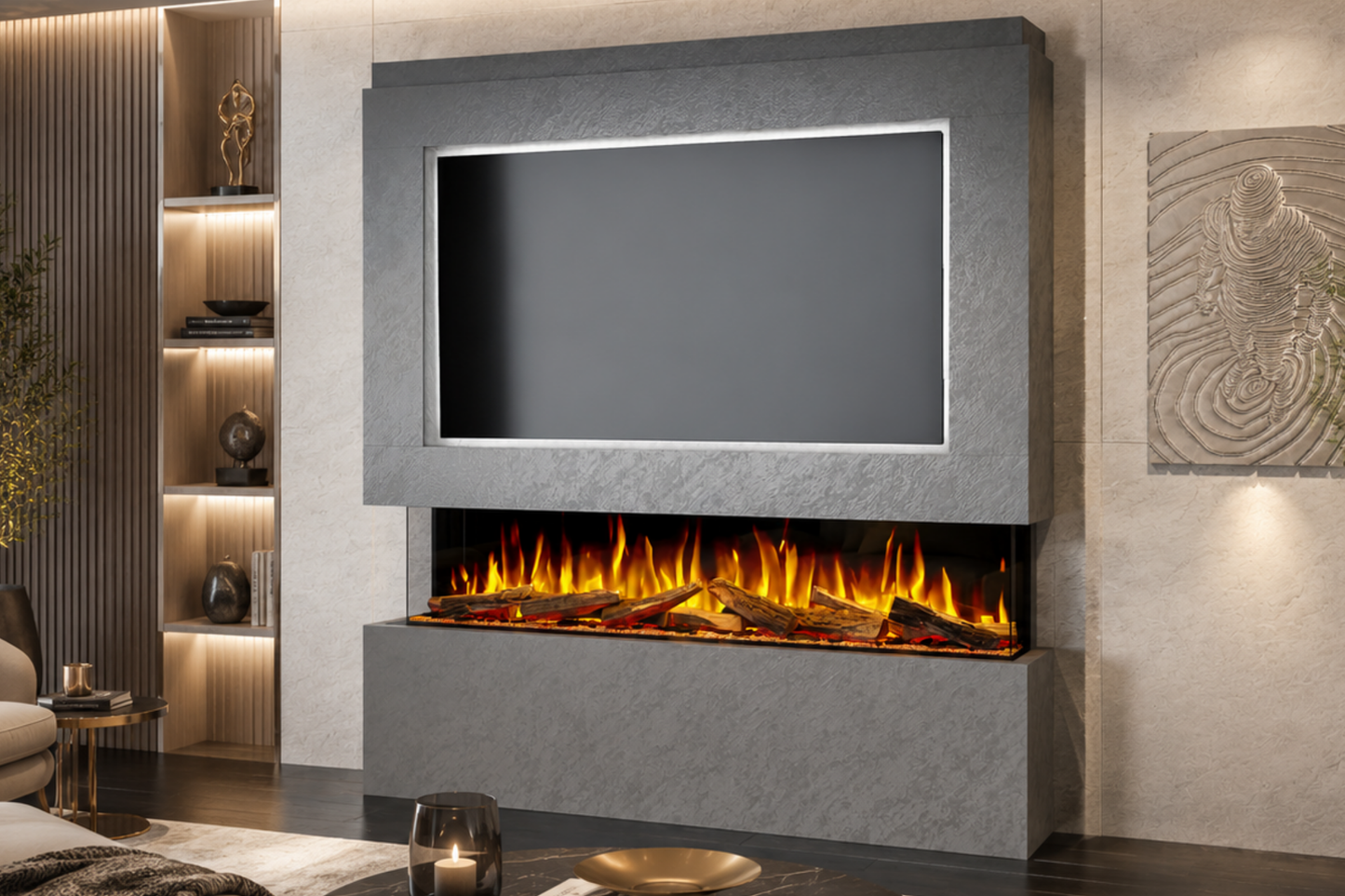 Evolution Fires - Pre-Built Media Wall Package 12 including Electric Fire