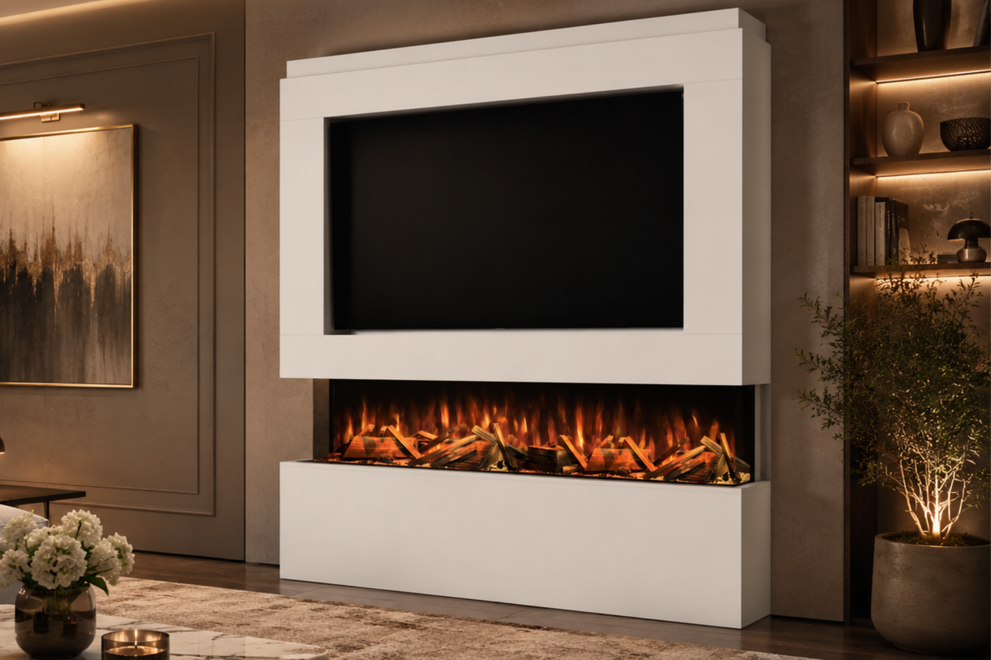 Evolution Fires - Pre-Built Media Wall Package 12 including Electric Fire