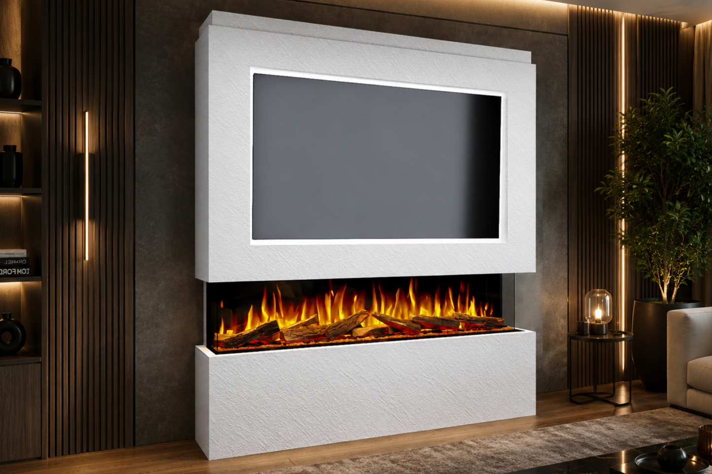 Evolution Fires - Pre-Built Media Wall Package 12 including Electric Fire