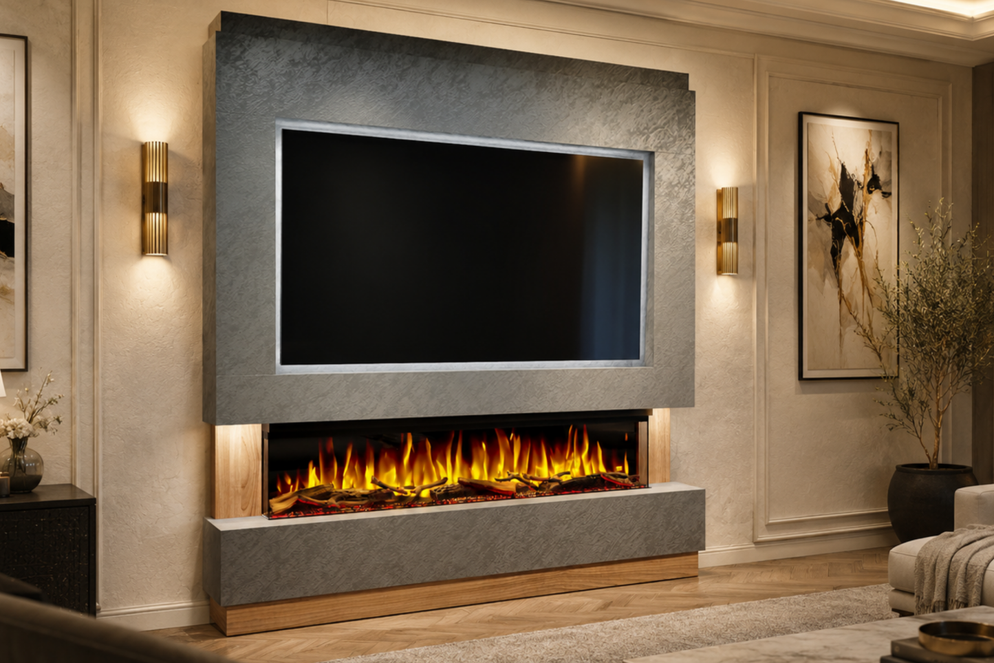 Evolution Fires - Pre-Built Media Wall Package 13 including Electric Fire