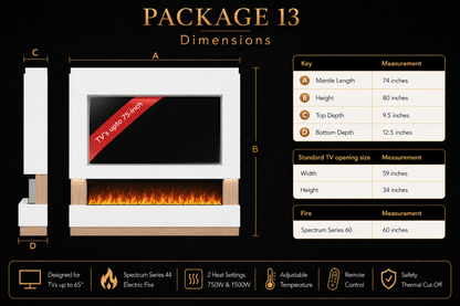 Evolution Fires - Pre-Built Media Wall Package 13 including Electric Fire
