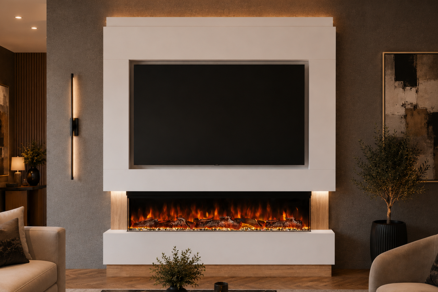 Evolution Fires - Pre-Built Media Wall Package 13 including Electric Fire