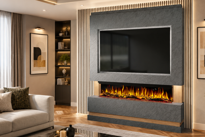 Evolution Fires - Pre-Built Media Wall Package 14 including Electric Fire