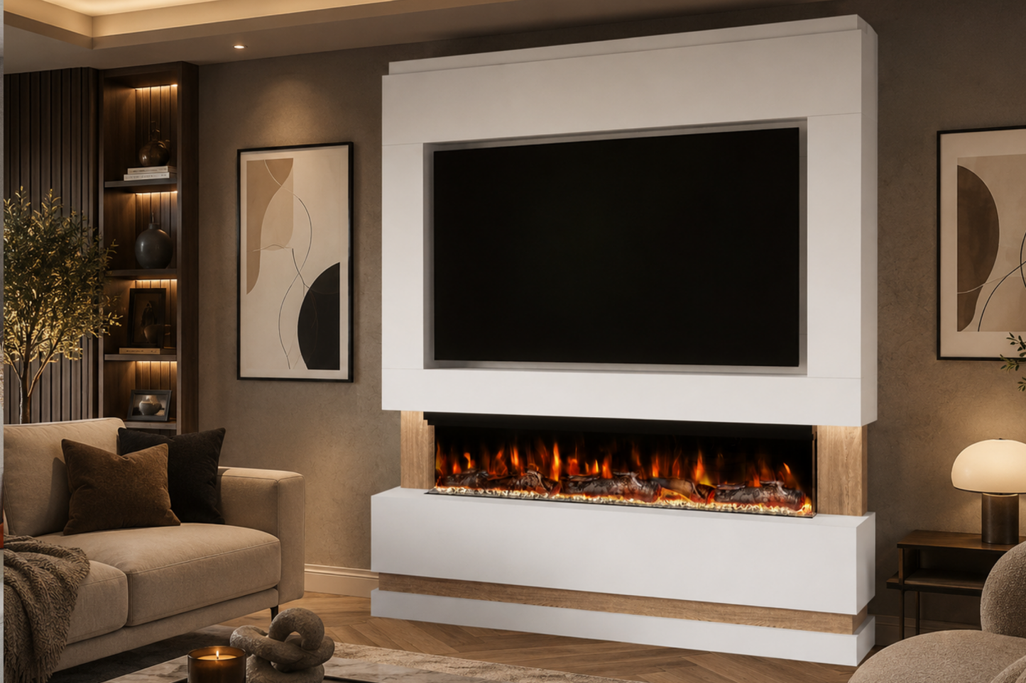 Evolution Fires - Pre-Built Media Wall Package 14 including Electric Fire