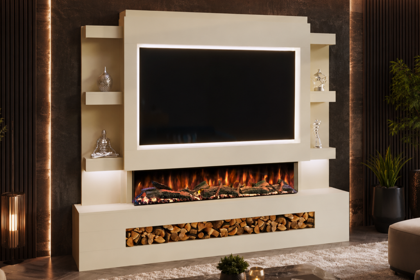 Evolution Fires - Pre-Built Media Wall Package 15 including Electric Fire