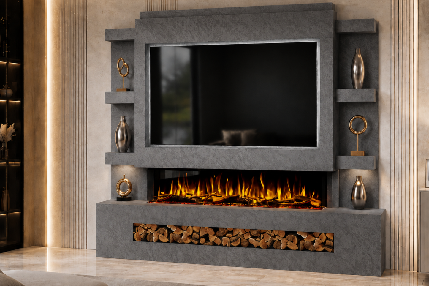 Evolution Fires - Pre-Built Media Wall Package 15 including Electric Fire