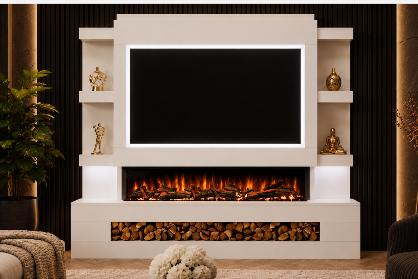Evolution Fires - Pre-Built Media Wall Package 15 including Electric Fire