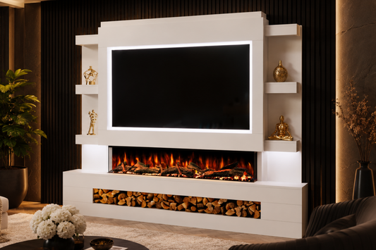 Evolution Fires - Pre-Built Media Wall Package 15 including Electric Fire